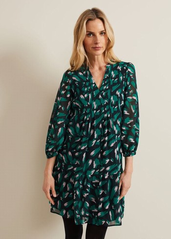 Phase Eight Abstract Penele Dress Green/Multicolor USA | 7802491-XR